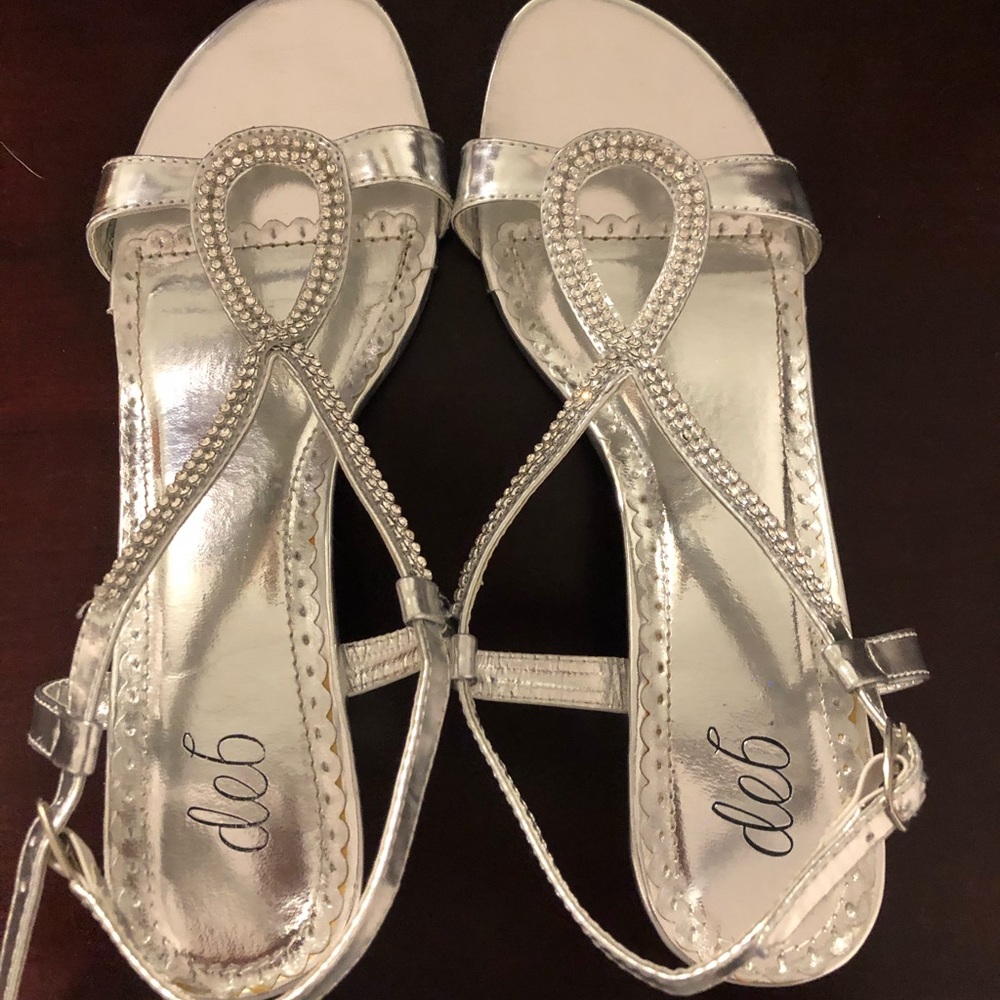 Silver strappy heels